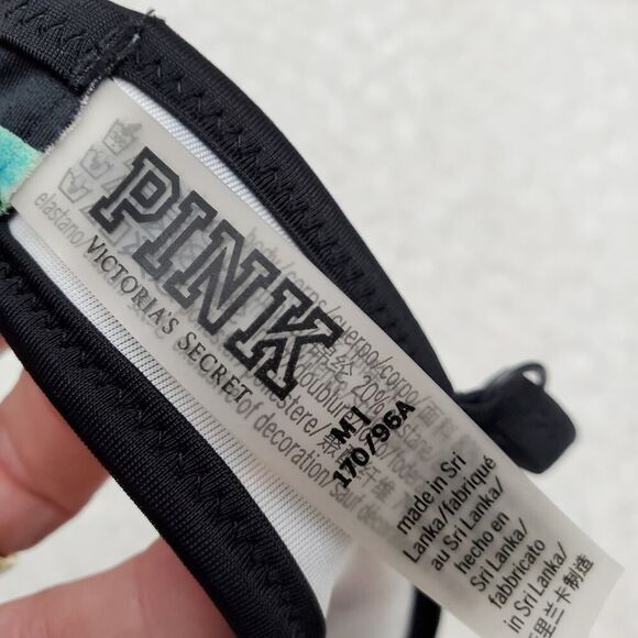 PINK Floral Swimsuit Bikini Top Black Pink Size Medium - Picture 3 of 7